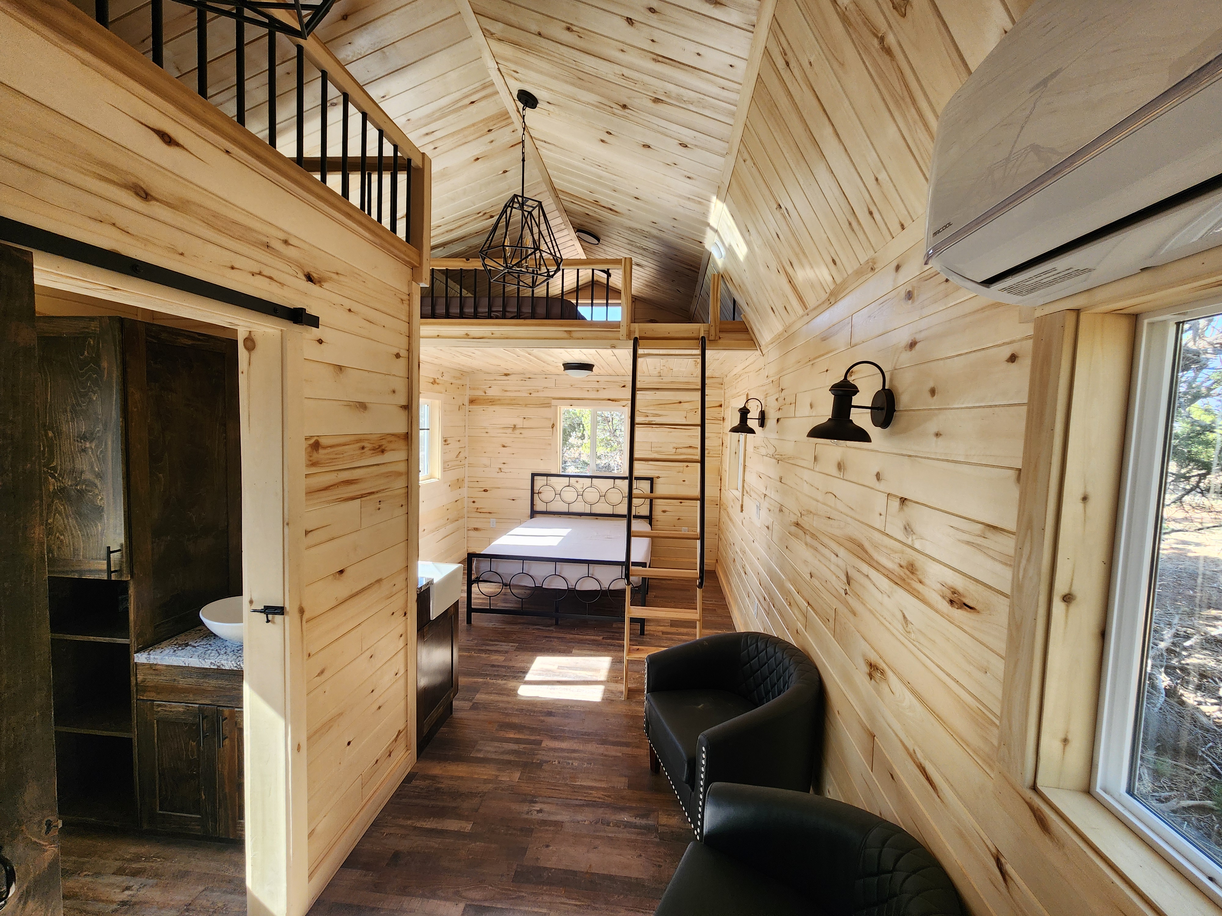 Hallway view inside Apple Cabin - private rental near Canyonlands